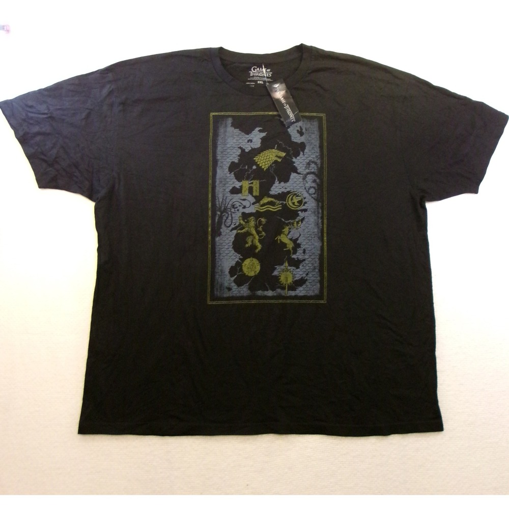 Game of Thrones Graphic T-Shirt Mens 3XL Black New Westeros Map Sigils HBO